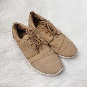 Toms Del Ray Tan Suede Lace Up Sneakers Shoes